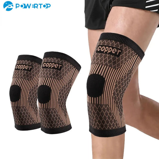 1Pcs Band Copper Nylon Knee Brace Relief Arthritis Pain Support Knee Sleeve Compression Sports Fitness Workout Knee Protection