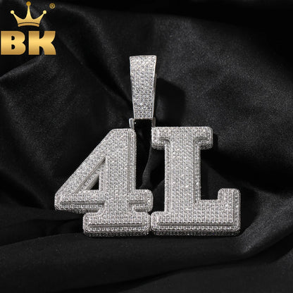 THE BLING KING Custom Bold Letters Name Pendant Necklace Micro Paved Out 5A Cubic Zirconia Chain Necklace Hiphop Jewelry