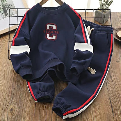 2024 New Spring Autumn Tracksuit Suit Child Baby Boy Korean Clothing Set Letter Coats + Pants 2Pcs For Kids Children Sets 4-14T