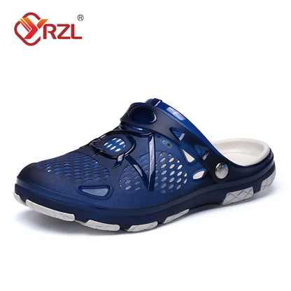 YRZL Mens Slippers Outdoor Hollow Out Casual Beach Sandals Comfortable Clogs Shoes Non-slide Male Water Shoes Mens Slippers