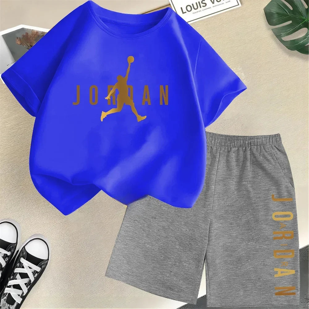 Summer Slam Dunk Master Pattern Printed Children Short Sleeve T-shirt + Shorts 2pcs Set Kids Boy Girl Fashion Clothing Outfits