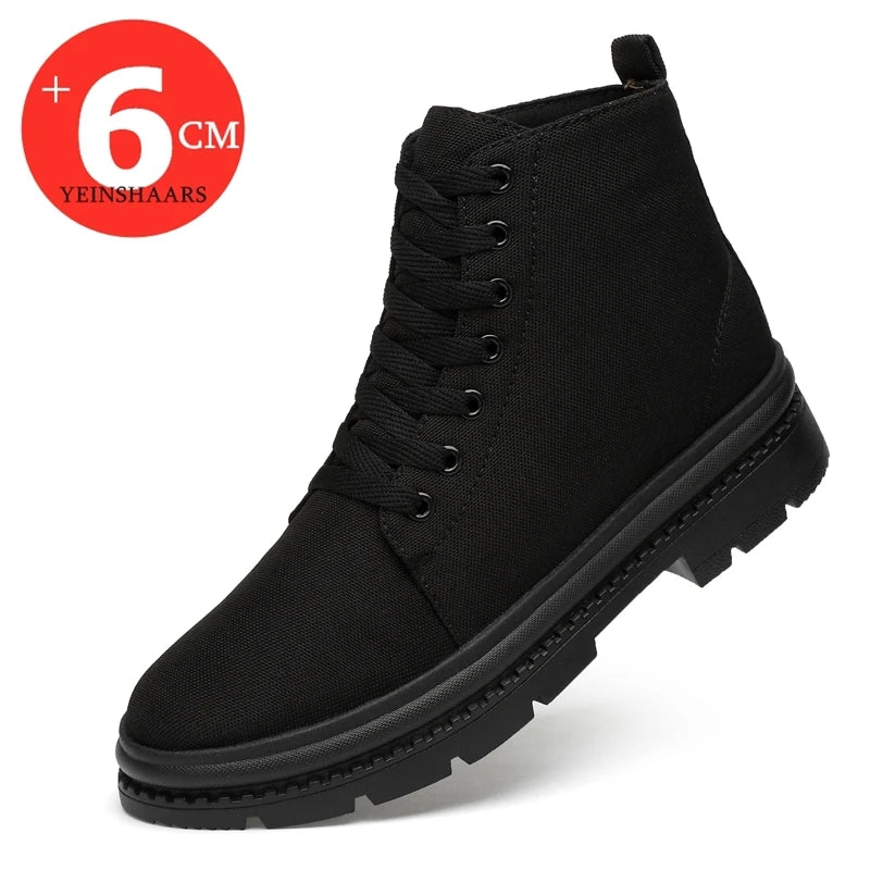 Winter Men Boots Elevator Shoes Hidden Heels Warm Canvas Heightening Shoes For Man Increase Insole 8CM 6CM Casual Lift Sports