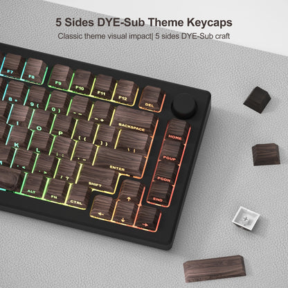 135 Keys Wood Grain Shine Through Keycaps Dye Sub Side Print PBT Keycaps Cherry Profile for Cherry Gateron MX Switch Keyboard