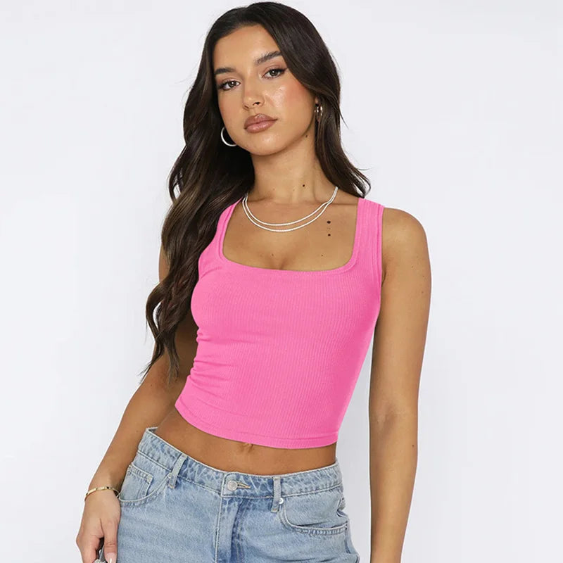 Knitted Sexy Crop Top Women Solid Sleeveless High Street Corset Hot Tops for Women Korean Fashion Clothing