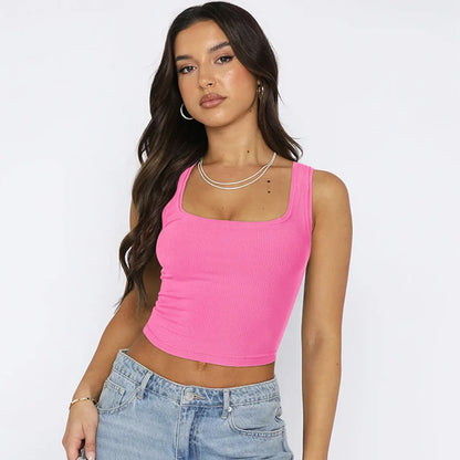 Knitted Sexy Crop Top Women Solid Sleeveless High Street Corset Hot Tops for Women Korean Fashion Clothing