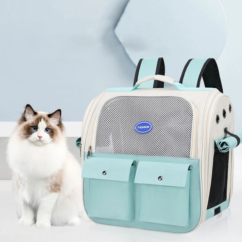 Adjustable Strap Pet Carrying Bag Foldable Cat Backpack for Outdoor Travel Ventilation Large Capacity Cat Carrier Backpack