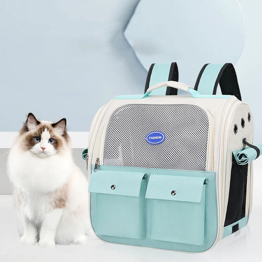 Adjustable Strap Pet Carrying Bag Foldable Cat Backpack for Outdoor Travel Ventilation Large Capacity Cat Carrier Backpack