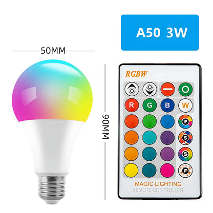 E27 RGB Remote Control Bulb Led Light For Room Smart Bulb Lamp Dimmer Low Power Consumption Energy Save Adjustable Bulb New 2024