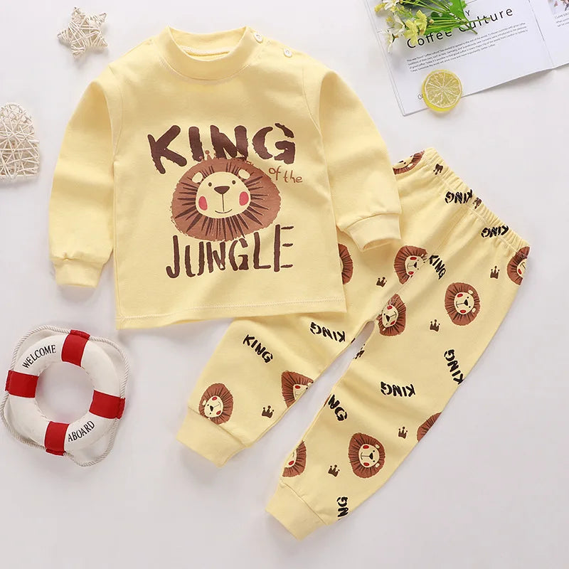 Cotton Boys Girls Sleepwear Suits Autumn Spring Newborn Underclothes 2pcs Kids Clothes Set Toddler Kids Pajamas