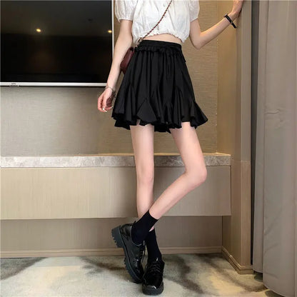 Skirts Women Pleated High Waist Fashion Solid Korean Style All-match Mini Summer Newest Simple Streetwear Holiday Female Leisure