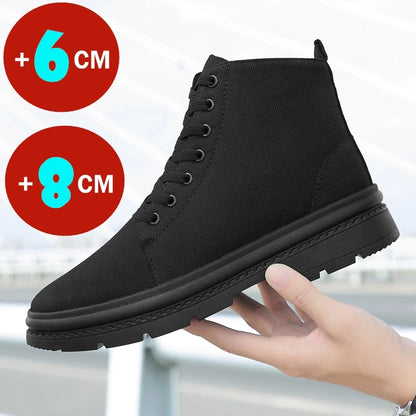 Winter Men Boots Elevator Shoes Hidden Heels Warm Canvas Heightening Shoes For Man Increase Insole 8CM 6CM Casual Lift Sports