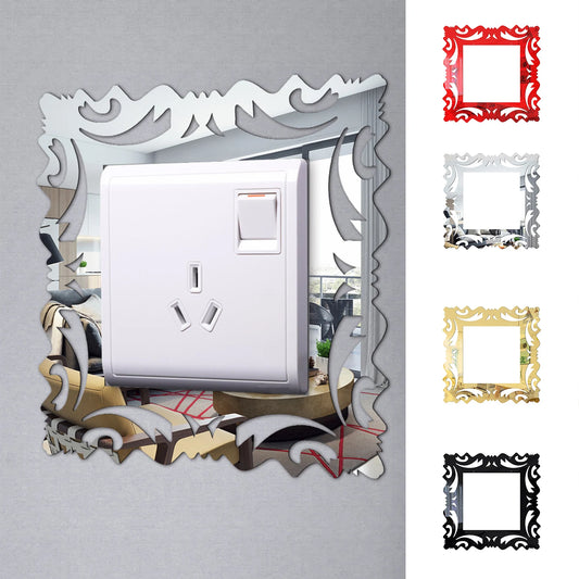 Mirror Acrylic Switch Wall Stickers Apartment Decoration Protector For Power Frames Things To House Plugs Trims Young Rose Gold