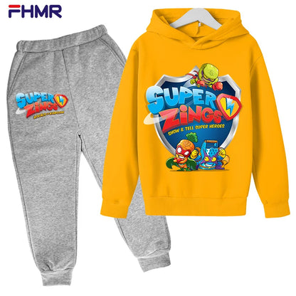 Super zings 4-14Y Kids Boys Hoodies+Pants Sets New Autumn Baby Tops Clothing Toddler Casual Sweatshirt Suit Children Clothes