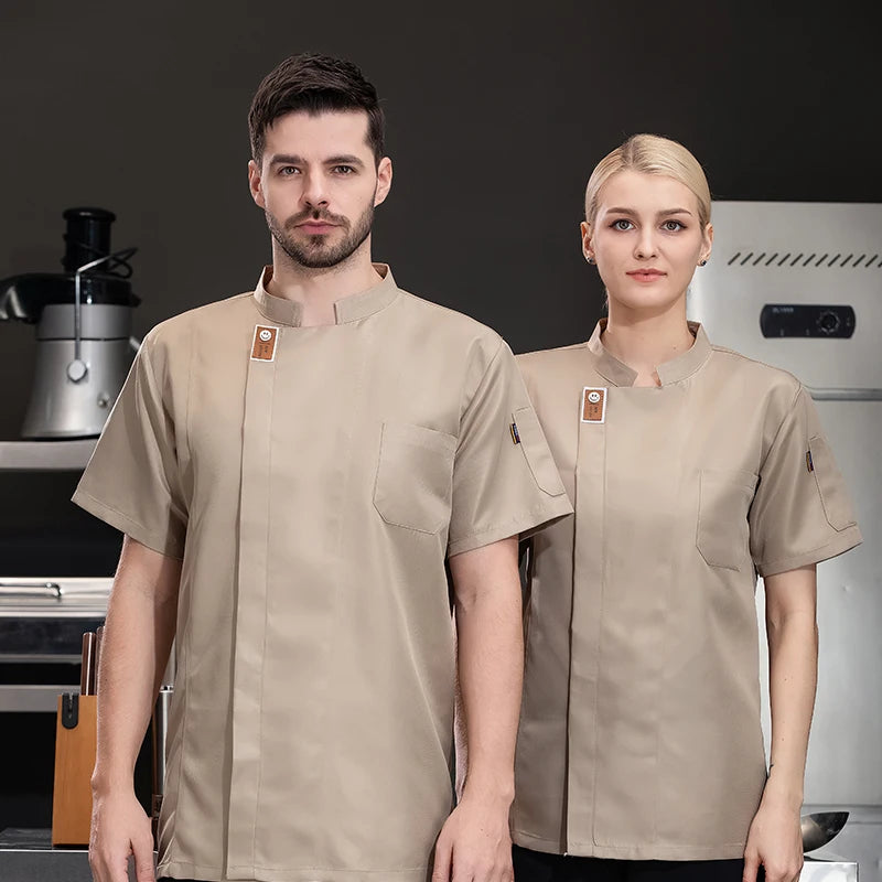 Unisex Chef Jacket Summer Kitchen Shirts Hotel Restaurant Waiter Uniforms Bakery Catering Work Clothes Hotel Cooking Clothes