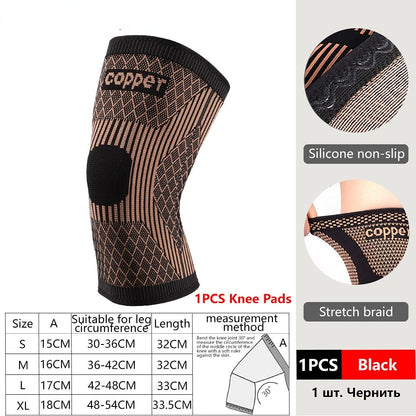 1Pcs Band Copper Nylon Knee Brace Relief Arthritis Pain Support Knee Sleeve Compression Sports Fitness Workout Knee Protection