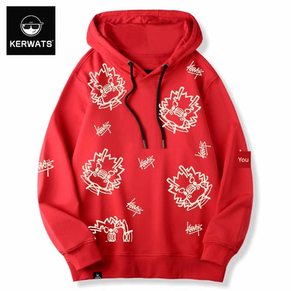 Men's and Women's Printed Couple Gender-Free New Year Hooded Sweater