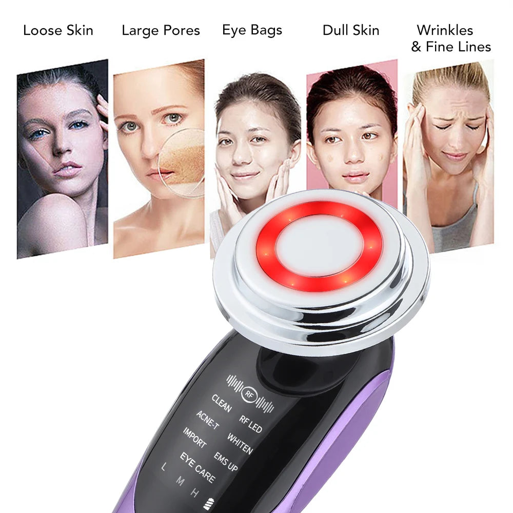 7 in 1 Anti-aging Skin Rejuvenation Device EMS LED Facial Neck Firming Massager Beauty Care Apparatus Reduce Fine Lines