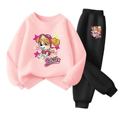 PAW Patrol Spring Autumn Baby Girls Hoodies Sets Children's Bbreathable Sport Pullover and Pant Two Piece Suit Kids Sweatsuit