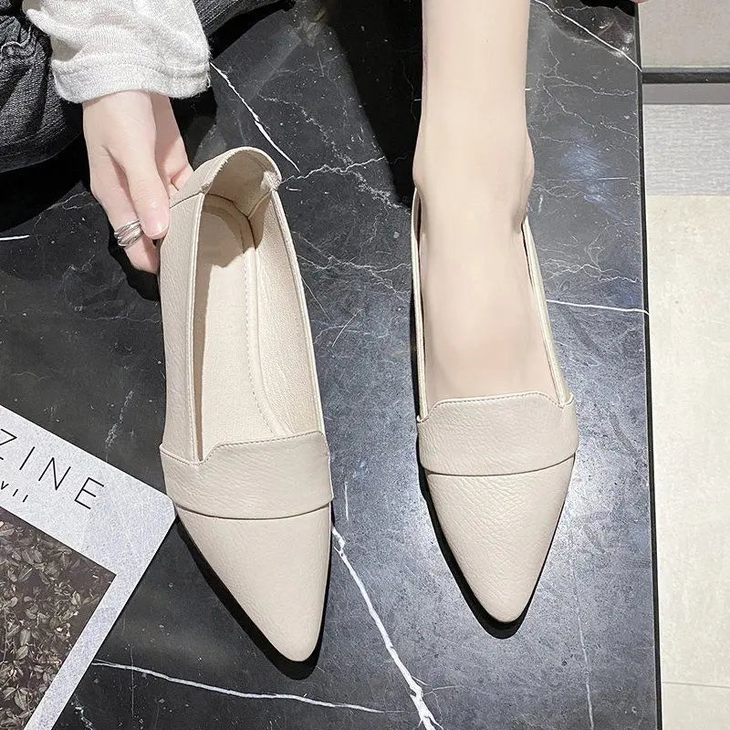 Loafers Ladies Summer Footwear Office Shoes for Women 2024 Pointed Toe Low Heel Elegant A Korean Style High Quality Shoe Spring