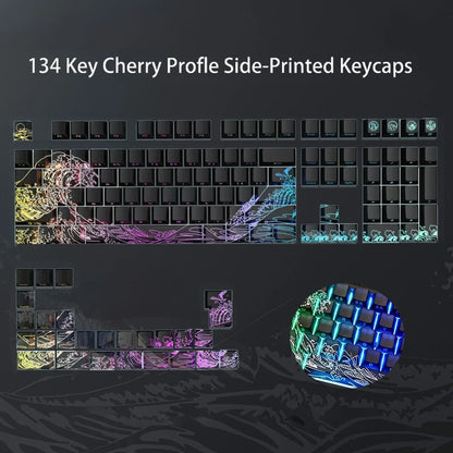 135 Keys Wood Grain Shine Through Keycaps Dye Sub Side Print PBT Keycaps Cherry Profile for Cherry Gateron MX Switch Keyboard