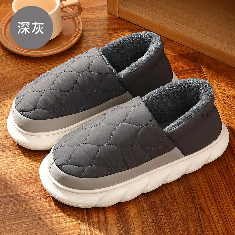 Shevalues Fashion Fur Women Slippers New Winter Fluffy Warm Waterproof House Slippers Female Outdoor Soft Sole Furry Slippers