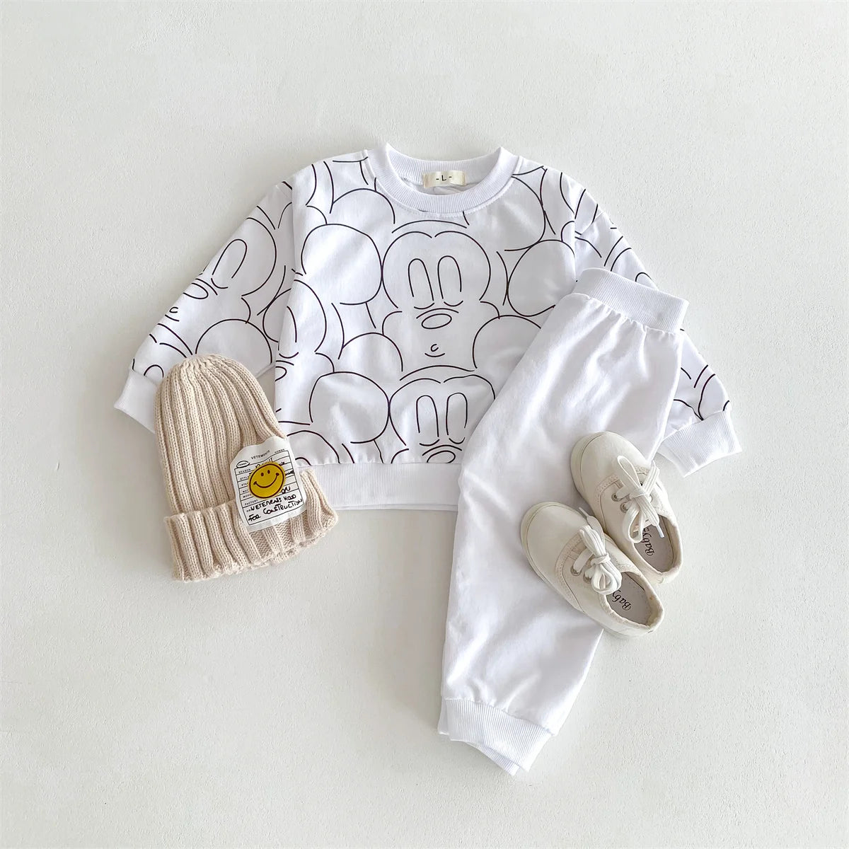 0 1 2 3year Old Baby Sweatshirt Set Loose Fashion Printed Mickey Children's Tracksuit Kids Clothing Long Sleeved Tops Sweatpants