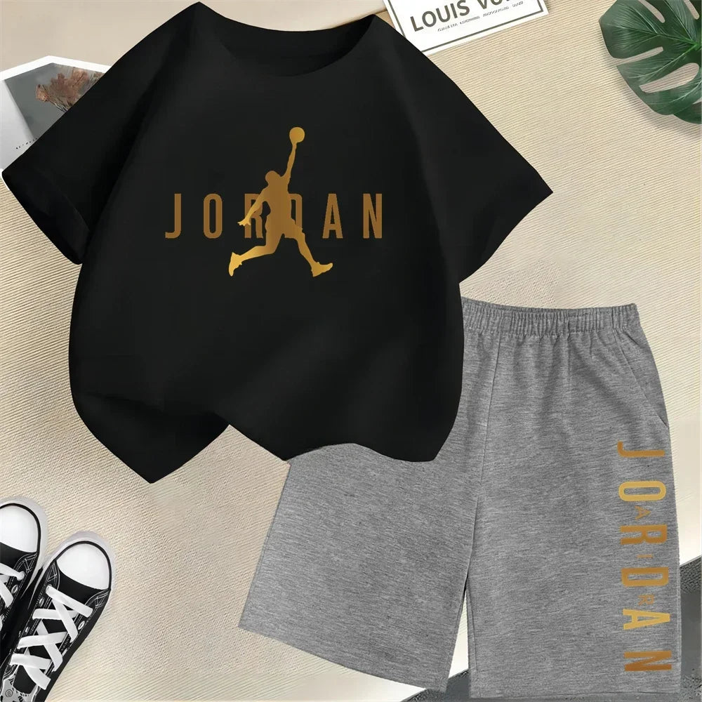 Summer Slam Dunk Master Pattern Printed Children Short Sleeve T-shirt + Shorts 2pcs Set Kids Boy Girl Fashion Clothing Outfits