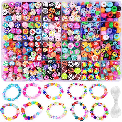 1 Box 28 Styles Cute Polymer Clay Beads Bracelet Necklace Making Kit Gift Box Charms for Jewelry Making DIY Accessories