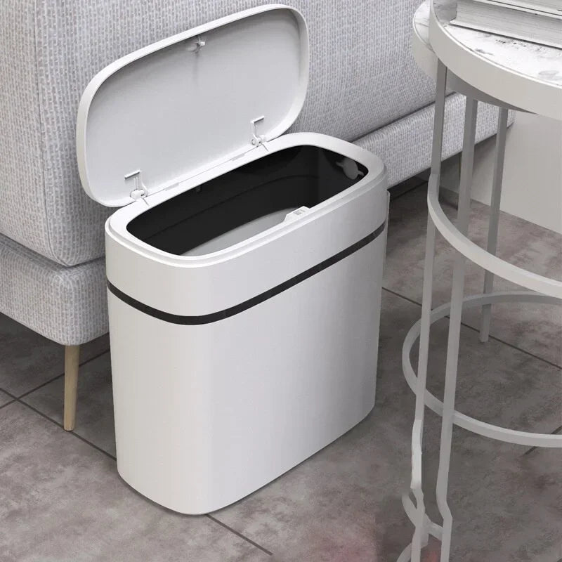 14L Push-type Trash Can Bathroom Trash Can Household Waterproof Narrow Gap Cleaning Storage Box Kitchen Trash Can Paper Basket