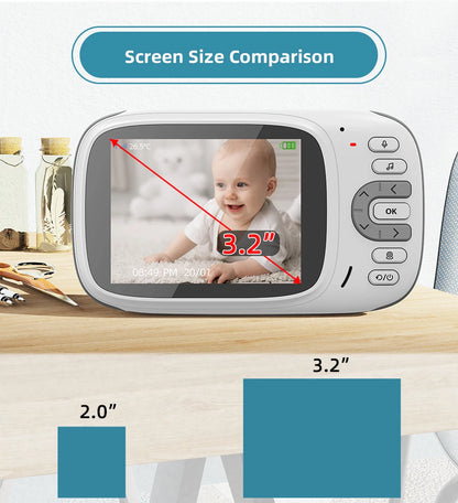 3.2 Inch Wireless Video Baby Monitor with Remote Pan Tilt Camera Two Way Intercom Auto Night Vision Kids Security Surveillance