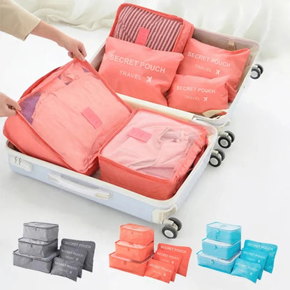 6pcs Multifunction Travel Bags Waterproof Clothes Storage Luggage Organizer Pouch Packing Cube Men And Women Travel Storage Bag