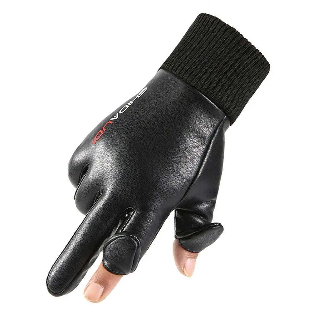 Men Leather Gloves Warm Thermal Fleece Leather Gloves Windproof Ski Snow Snowboard Touch Thick Plush Gloves Riding Gloves