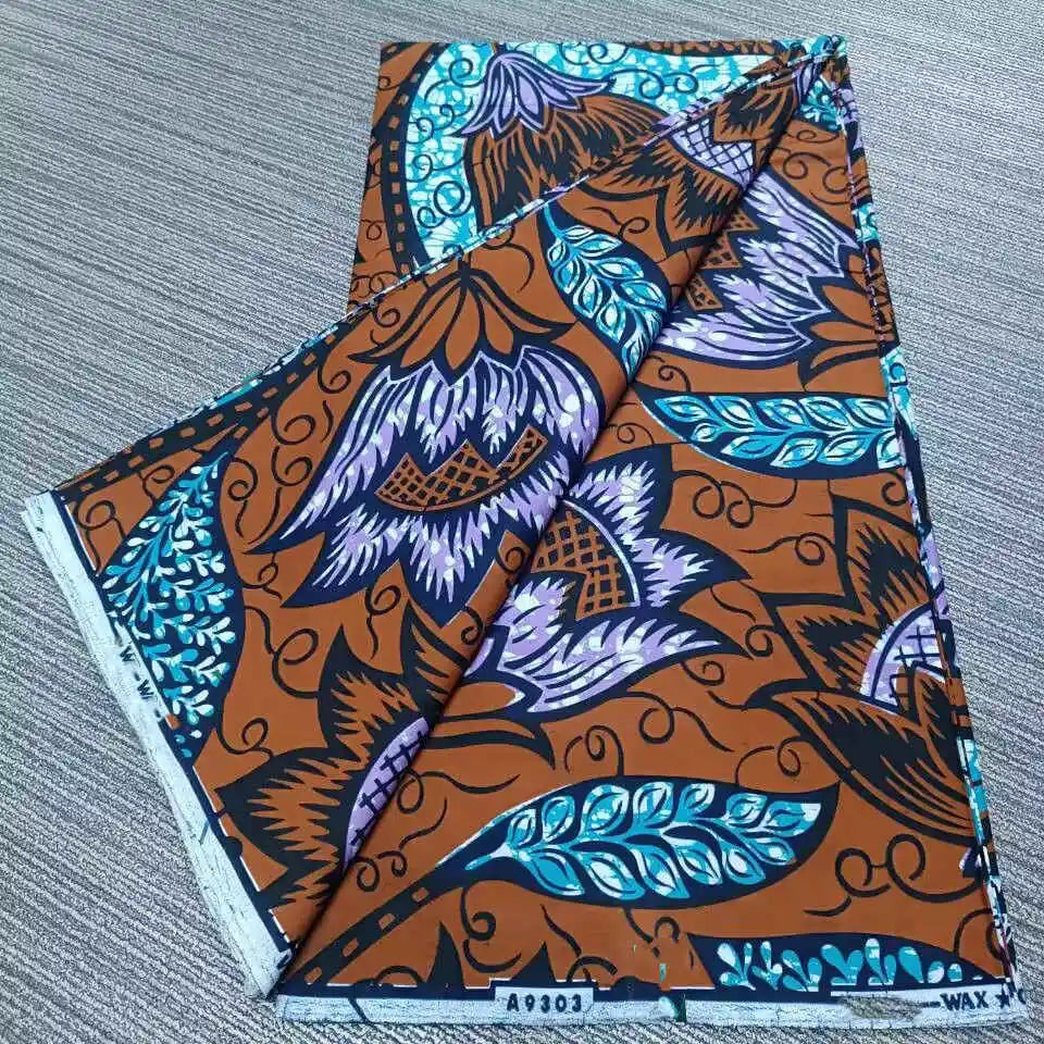 2024 New  Fabric 100% Original Real Ankara Fabric African Wax Fabric Block Print Batik Dutch Fabric 6yards For Party Dress