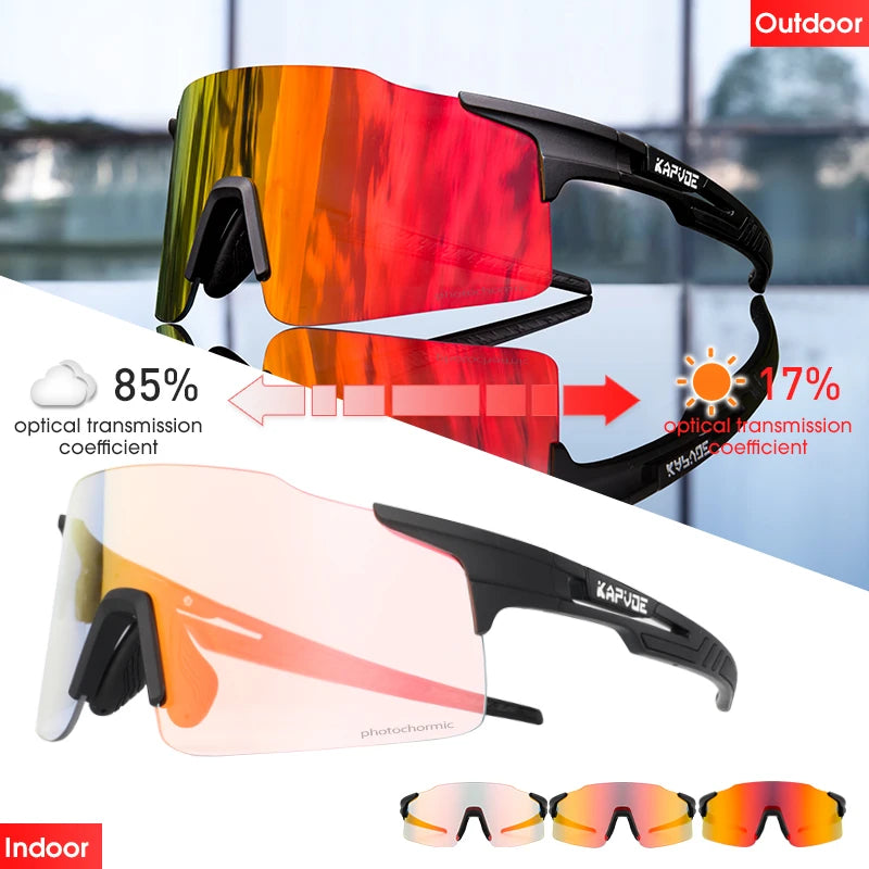 Photochromic Cycling Sunglasses  UV400 Cycling Glasses Outdoor Bike Eyewear MTB Hiking Sports Riding Glasses Bicycle Goggles