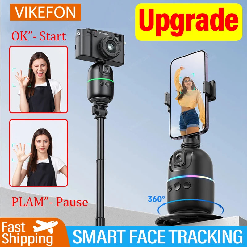 VIKEFON Smart Auto Face Tracking Gimbal Stabilizer 360° Selfie Stick Tripod with Gesture Control for Camera Mobile Smartphone