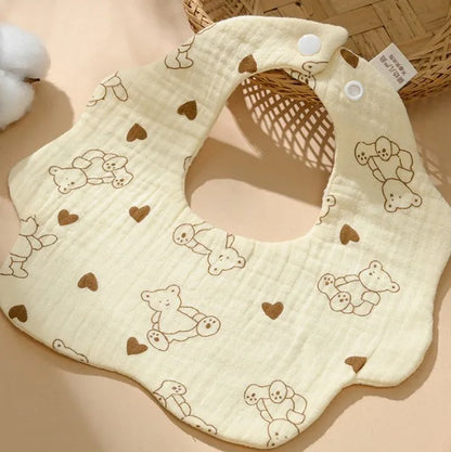 Baby bib 6-layer pure cotton gauze petal bib saliva towel newborn type A triangle towel anti-vomiting bib