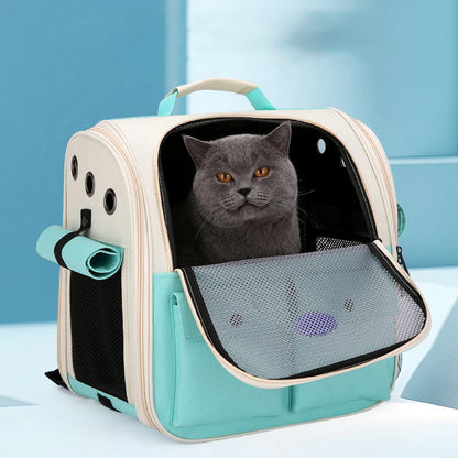 Adjustable Strap Pet Carrying Bag Foldable Cat Backpack for Outdoor Travel Ventilation Large Capacity Cat Carrier Backpack