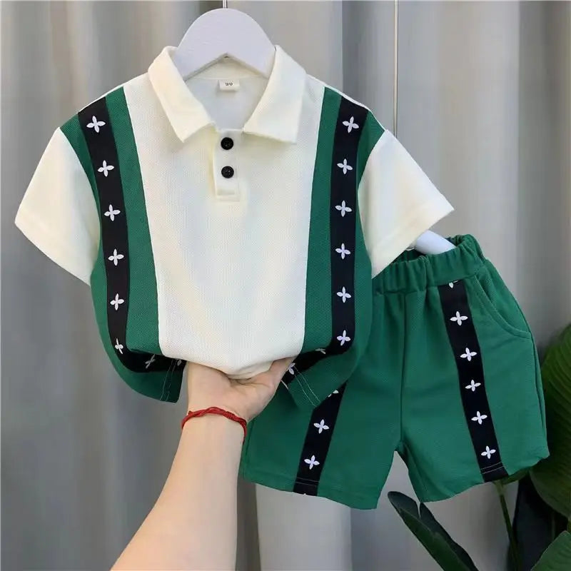 2023 Summer Clothing Boys Half Sleeve Shirt Top and Shorts Two Piece Children's Casual Sports Set  Kids Outfits 1 2 3 5 7 9 Y