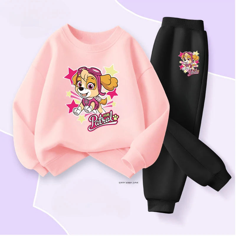 PAW Patrol Spring Autumn Baby Girls Hoodies Sets Children's Bbreathable Sport Pullover and Pant Two Piece Suit Kids Sweatsuit