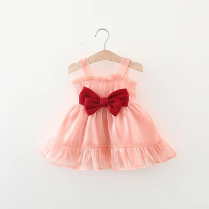 Summer Baby Girl's New Mesh Princess Dress with Bow Party Dress 0-3 Year Old Baby Birthday Christmas Gift