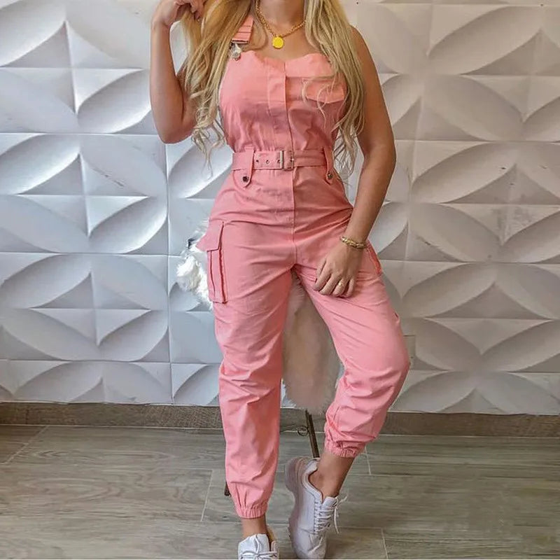 Overalls For Women Loose Rompers Long Pockets Women Pants Dungarees Trousers Loose Jumpsuit Women'S Jumpsuit Jumpsuit De Mujeres