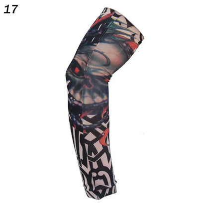 1Pcs New Flower Arm Tattoo Sleeves Seamless Outdoor Riding Sunscreen Arm Sleeves Sun Uv Protection Arm Warmers For Men Women