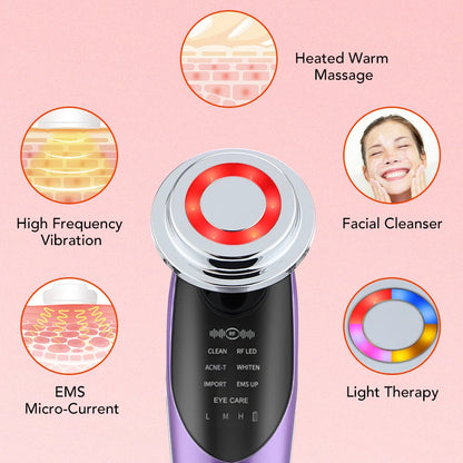 7 in 1 Anti-aging Skin Rejuvenation Device EMS LED Facial Neck Firming Massager Beauty Care Apparatus Reduce Fine Lines