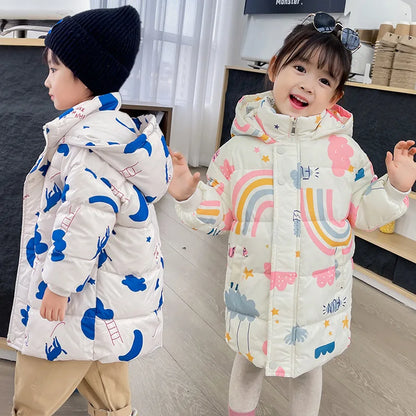 New Girls Boys Down Jacket Winter Coats Children Clothes Hooded Windbreaker Coat For Kids 2-7 Years Cotton Warm Outerwear