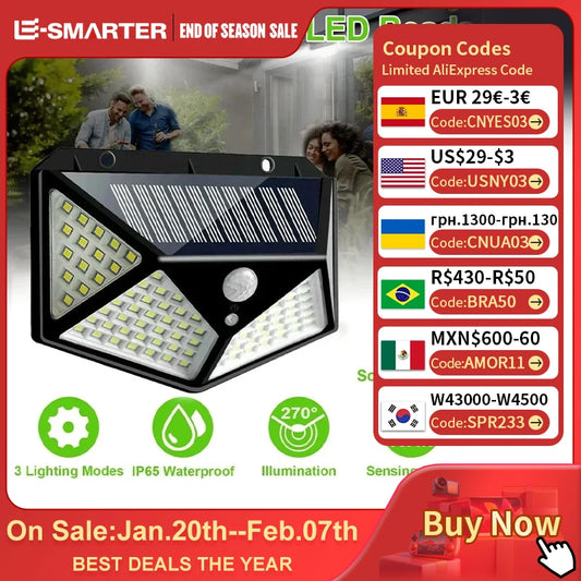 Multifunctional Solar Lamp Outdoor Garden Decoration Solar LED Light Waterproof Sunlight Powered Spotlight with Motion Sensor