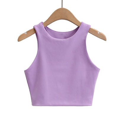 LUNDUNSHIJIA 2020 Summer Fashion Women Sexy Slim Tops O-neck Sleeveless Double Nylon Ladies Good Quality Tank Tops 6 Colors