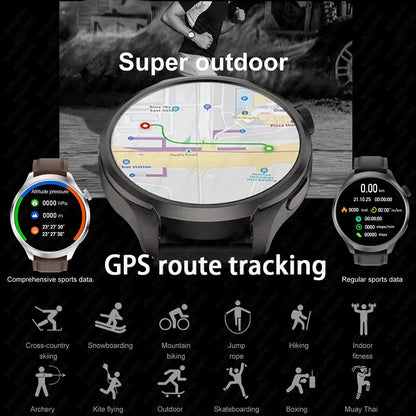 2025 New 1.85" AMOLED Screen GPS Sports Smart Watch Men NFC Compass Heart Rate Waterproof Bluetooth Call Smartwatch For HUAWEI