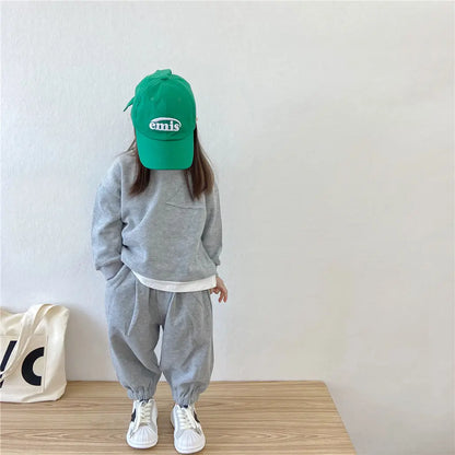 Girls' Spring and Autumn Suit 2022 New Children's Fashion Sports Sweater Two-Piece Set Baby Autumn One Set