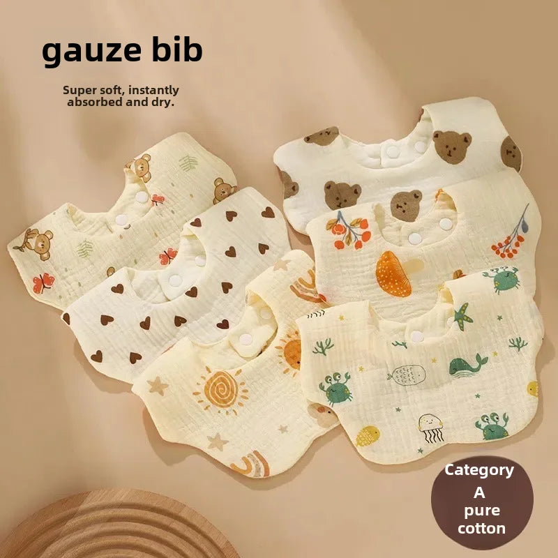 Baby bib 6-layer pure cotton gauze petal bib saliva towel newborn type A triangle towel anti-vomiting bib