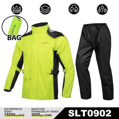 Waterproof Cycling Rain Suit Raincoat+Rain Pants Poncho Motorcycle Rain Jacket Motorbike Scooter Riding Rain Suit